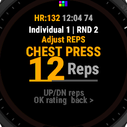 Reps adjustment screen screenshot